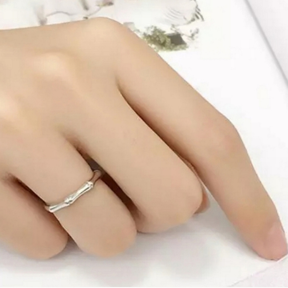 Bamboo Ring Stainless Steel - Silver